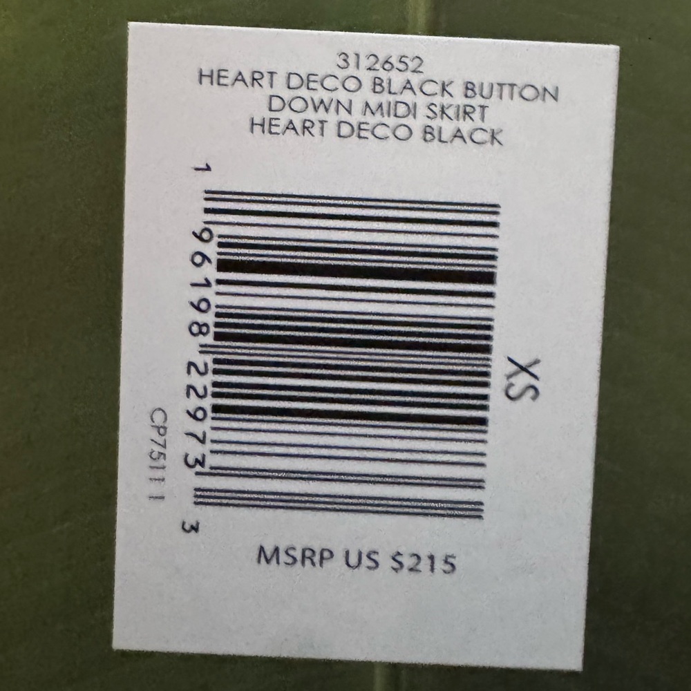 FARM Rio Heart Deco Black Button Down Midi Skirt in Size XS NWT - Picture 3 of 4